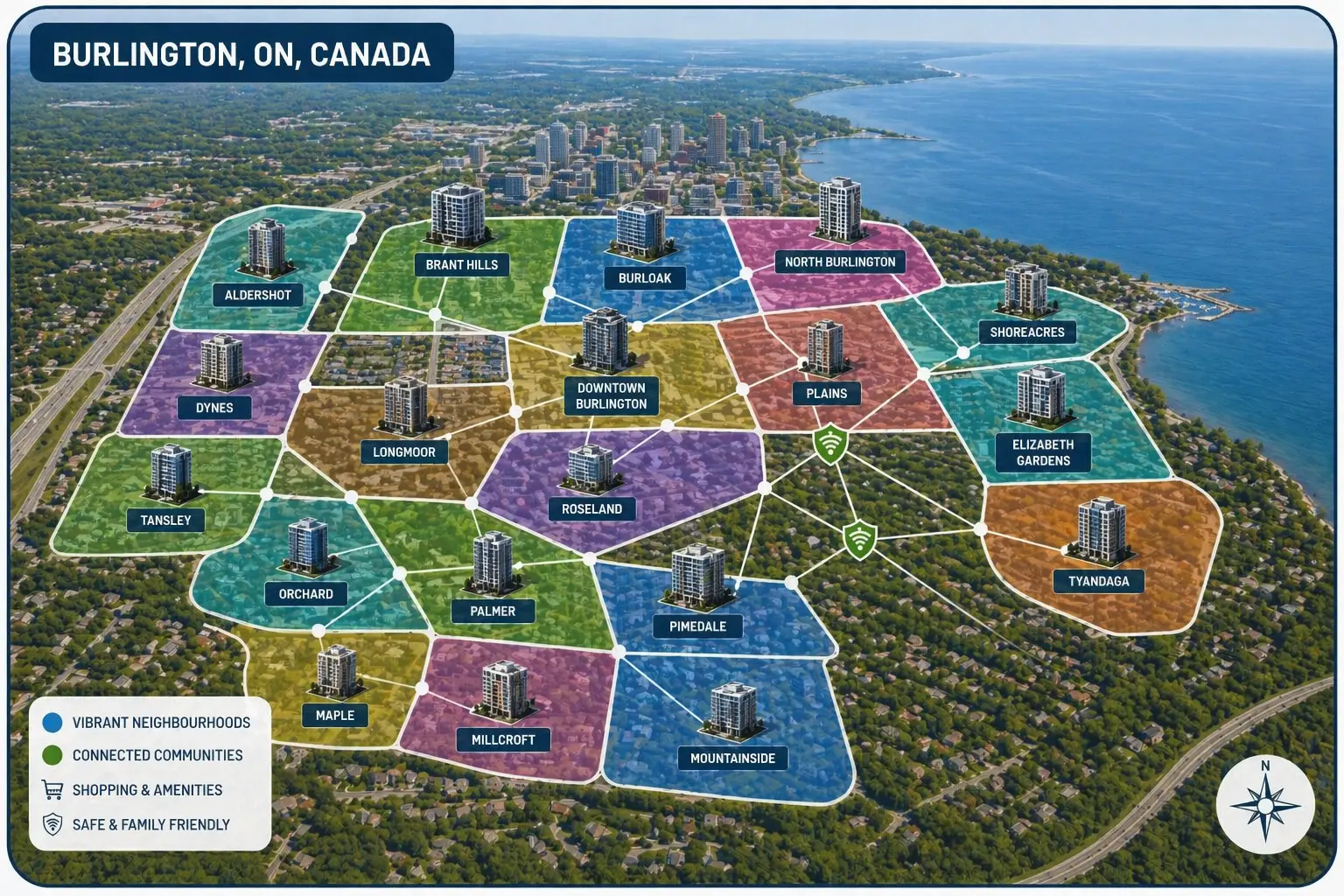 Burlington, ON, Canada neighbourhood areas