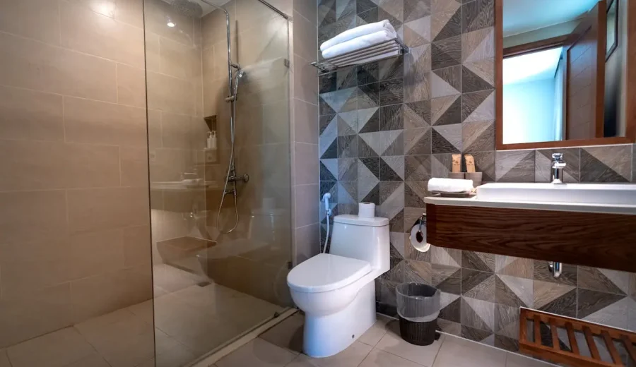 Modern bathroom renovation with stylish fixtures, tiles, and premium finishes