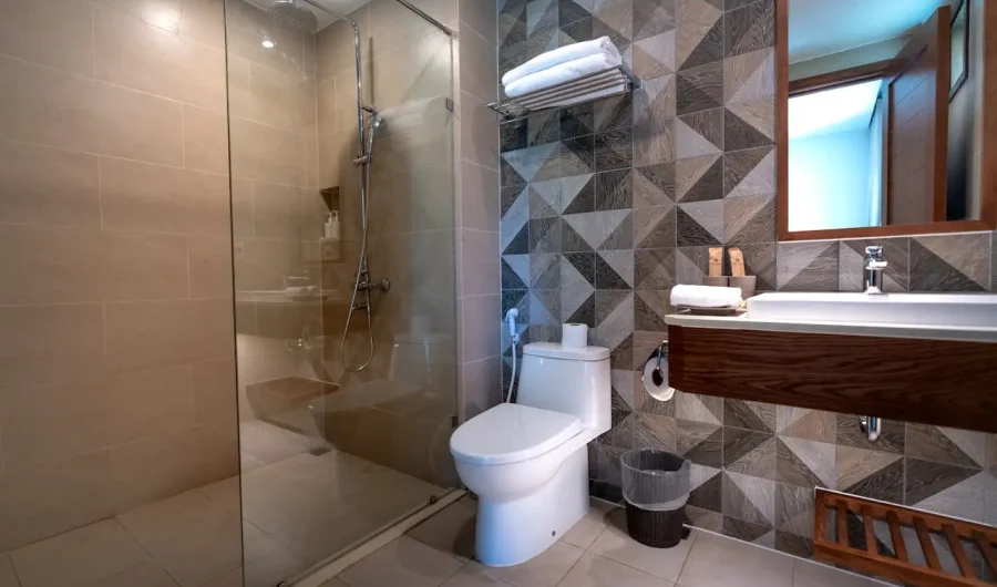 Modern bathroom renovation with stylish fixtures, tiles, and premium finishes